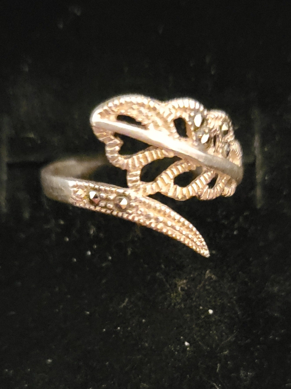Leaf Wrap Ring, Sterling Silver, Boho. Size 7.5